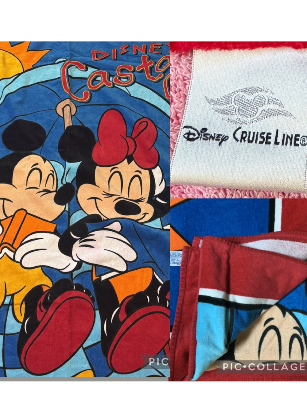 Rare Disney Castaway Cay Mickey Minnie Cruise Line XL Double Beach Towel Blanket